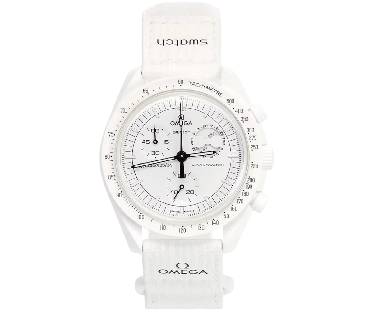 SWATCH X OMEGA BIOCERAMIC MOONSWATCH 'MISSION TO MOONPHASE SNOOPY WHITE'