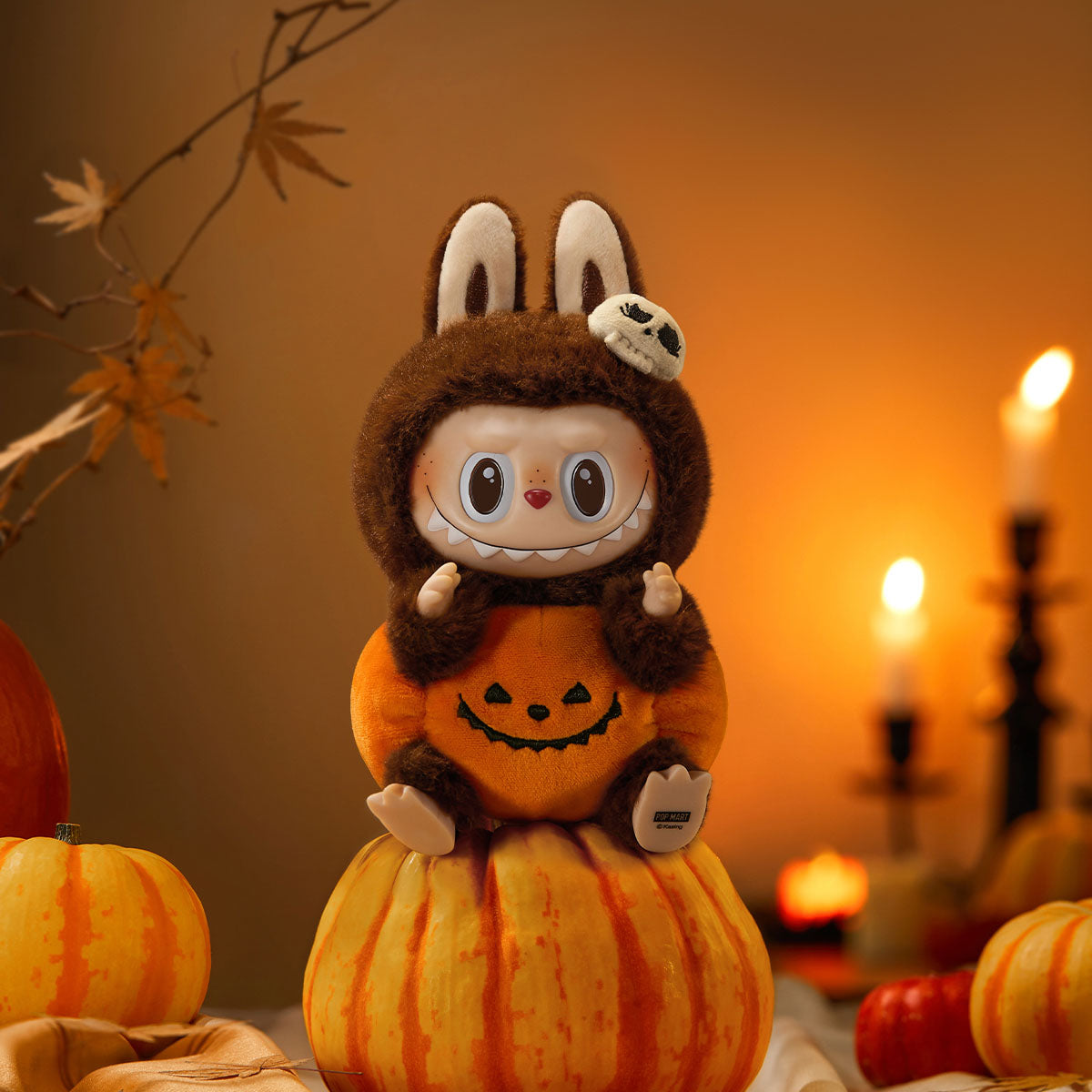 POPMART LABUBU 'HAPPY HALLOWEEN PARTY SERIES-SITTING PUMPKIN ' VINYL PLUSH PEDANT