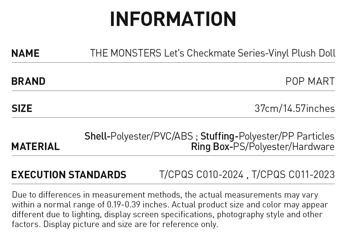 POPMART LABUBU THE MONSTERS 'LET'S CHECKMATE SERIES' VINYL PLUSH DOLL (40 CM)