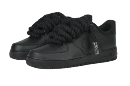 NIKE AIR FORCE 1 LOW 'TRIPLE BLACK ROPE LACES'