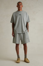 FEAR OF GOD ESSENTIALS CLASSIC FLEECE SHORT 'CONCRETE HEATHER' FW25