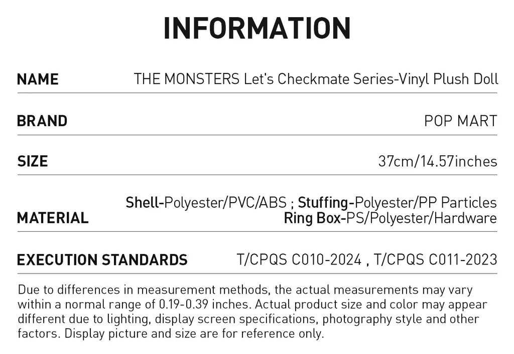 POPMART LABUBU THE MONSTERS 'LET'S CHECKMATE SERIES' VINYL PLUSH DOLL (40 CM)