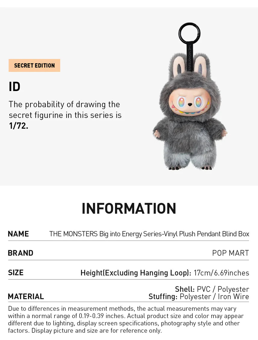 POP MART LABUBU THE MONSTERS 'BIG INTO ENERGY VINYL PLUSH' BLIND BOX