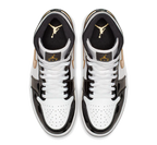 AIR JORDAN 1 MID 'PATENT BLACK WHITE GOLD'