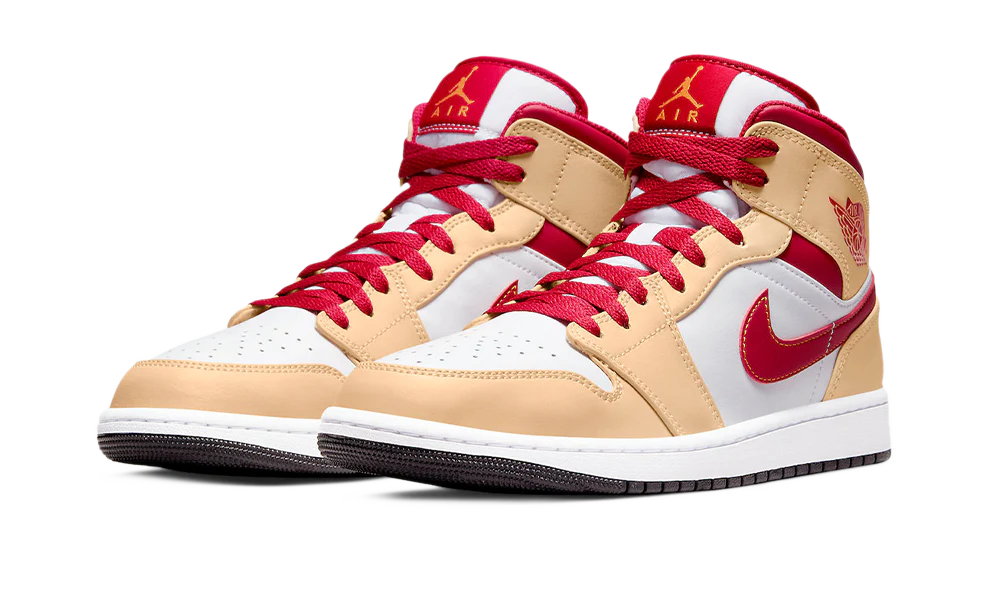 AIR JORDAN 1 MID BEIGE RED 'CURRY'
