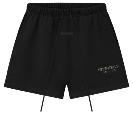 FEAR OF GOD ESSENTIALS CLASSIC FLEECE SHORT JET BLACK FW25
