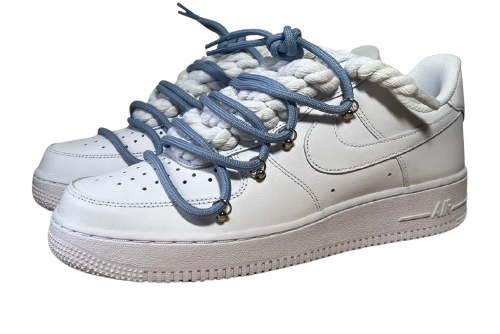 NIKE AIR FORCE 1 LOW 'WHITE / LACED UP BLUE ROPE LACES'