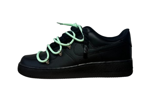 NIKE AIR FORCE 1 LOW 'BLACK / LACED UP MINT ROPE LACES'