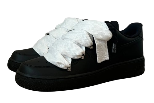 NIKE AIR FORCE 1 LOW 'BLACK / LANVIN WHITE ROPE LACES'