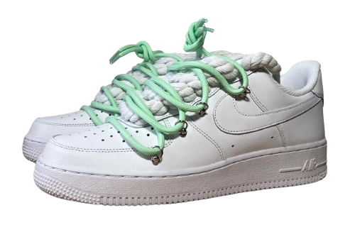 NIKE AIR FORCE 1 LOW 'WHITE / LACED UP GREEN ROPE LACES'