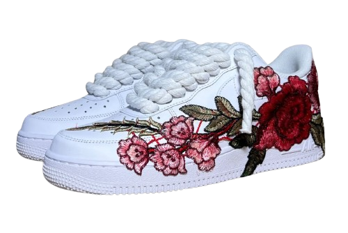 NIKE AIR FORCE 1 LOW 'WHITE / RED ROSE ROPE LACES'