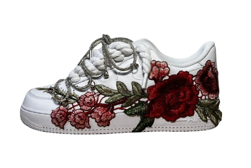 NIKE AIR FORCE 1 LOW 'WHITE / RED ROSE DIAMOND ROPE LACES'