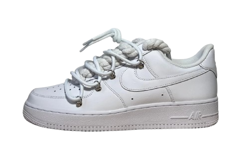 NIKE AIR FORCE 1 LOW 'WHITE / LACED UP WHITE ROPE LACES'