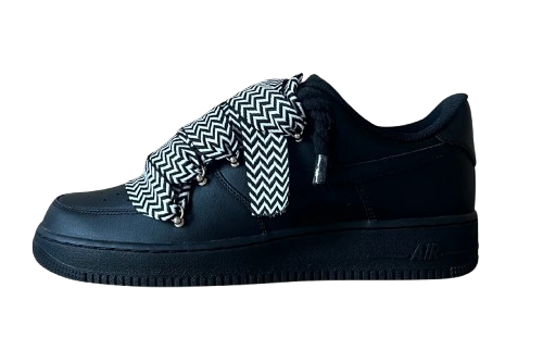NIKE AIR FORCE 1 LOW 'BLACK / LANVIN BLACK WHITE ROPE LACES'