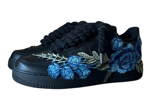 NIKE AIR FORCE 1 LOW 'BLACK / BLUE ROSE ROPE LACES'