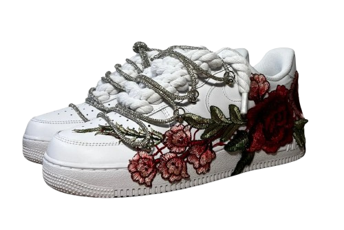 NIKE AIR FORCE 1 LOW 'WHITE / RED ROSE DIAMOND ROPE LACES'