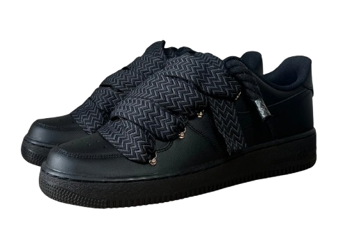 NIKE AIR FORCE 1 LOW 'BLACK / LANVIN BLACK PURE ROPE LACES'
