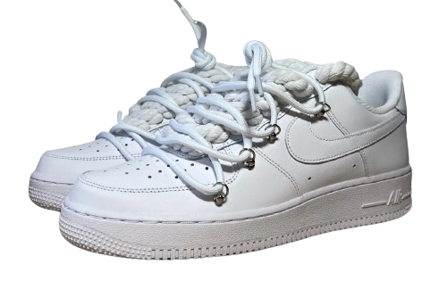 NIKE AIR FORCE 1 LOW 'WHITE / LACED UP WHITE ROPE LACES'