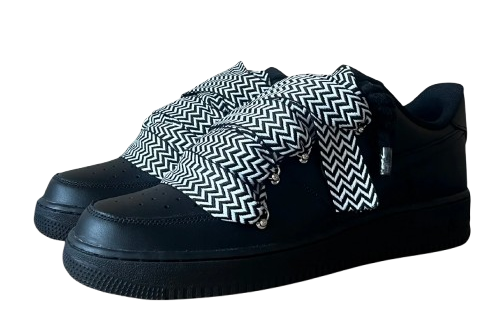 NIKE AIR FORCE 1 LOW 'BLACK / LANVIN BLACK WHITE ROPE LACES'