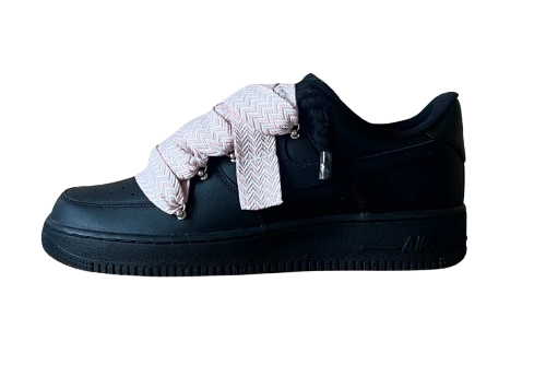 NIKE AIR FORCE 1 LOW 'BLACK / LANVIN PINK ROPE LACES'