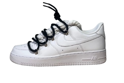 NIKE AIR FORCE 1 LOW 'WHITE / LACED UP BLACK ROPE LACES'