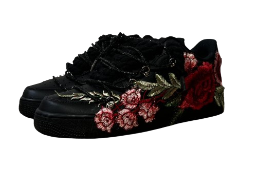 NIKE AIR FORCE 1 LOW 'BLACK / RED ROSE DIAMOND ROPE LACES'