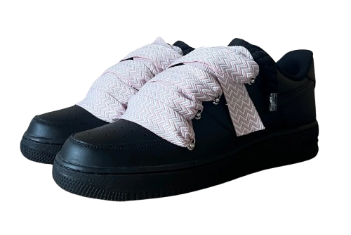 NIKE AIR FORCE 1 LOW 'BLACK / LANVIN PINK ROPE LACES'