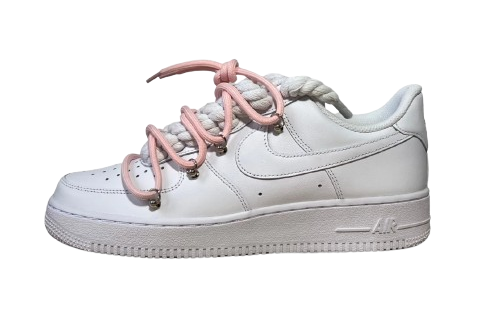 NIKE AIR FORCE 1 LOW 'WHITE / LACED UP PINK ROPE LACES'