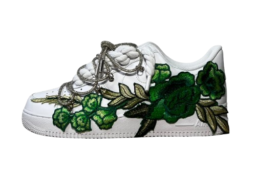 NIKE AIR FORCE 1 LOW 'WHITE / GREEN ROSE DIAMOND ROPE LACES'