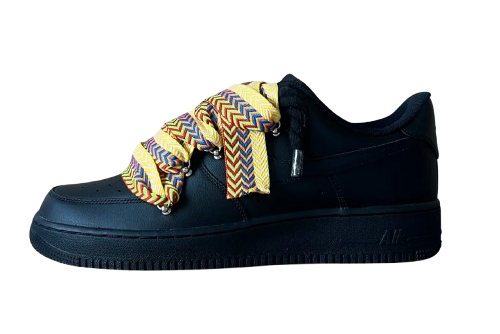 NIKE AIR FORCE 1 LOW 'BLACK / LANVIN YELLOW BLUE ROPE LACES'