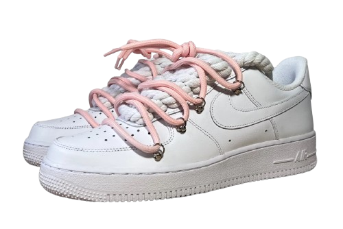 NIKE AIR FORCE 1 LOW 'WHITE / LACED UP PINK ROPE LACES'