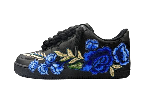 NIKE AIR FORCE 1 LOW 'BLACK / BLUE ROSE ROPE LACES'
