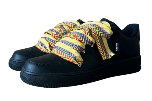 NIKE AIR FORCE 1 LOW 'BLACK / LANVIN YELLOW BLUE ROPE LACES'