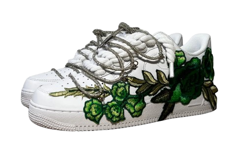 NIKE AIR FORCE 1 LOW 'WHITE / GREEN ROSE DIAMOND ROPE LACES'