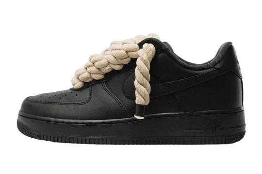 NIKE AIR FORCE 1 LOW 'TRIPLE BLACK ROPE LACES'