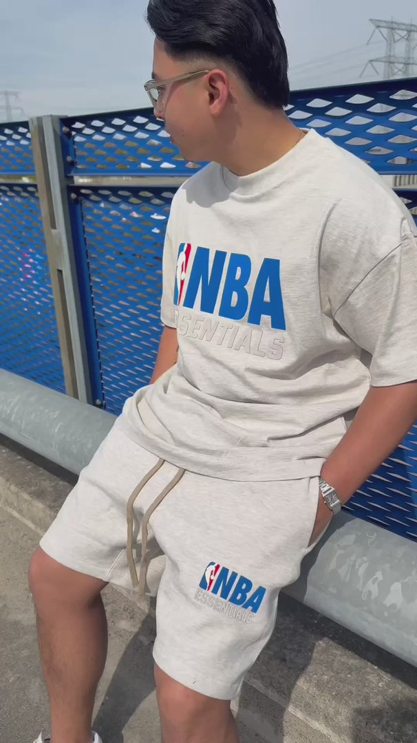FEAR OF GOD ESSENTIALS X NBA SHORT 'LIGHT HEATHER'